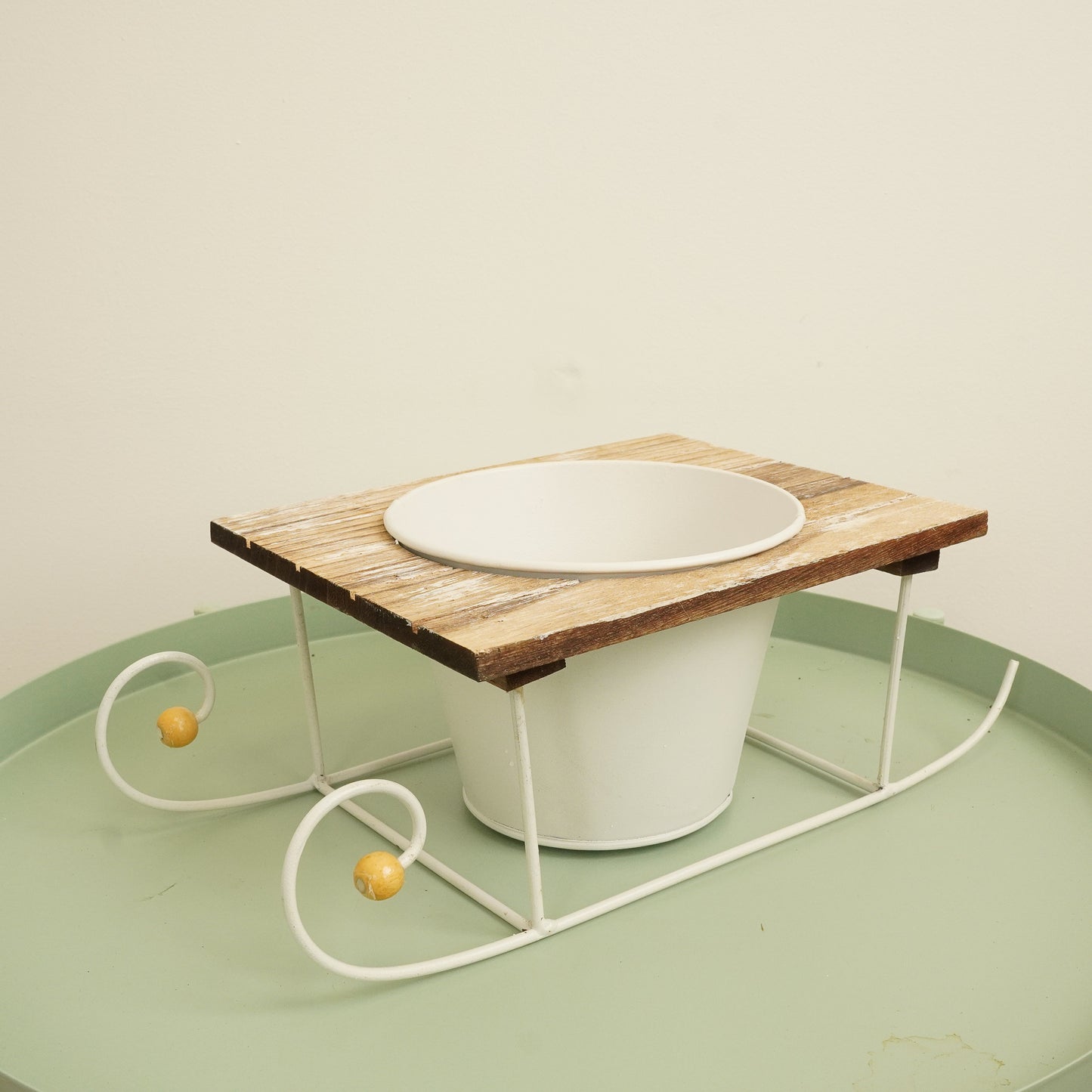 White Sleigh Plant Holder