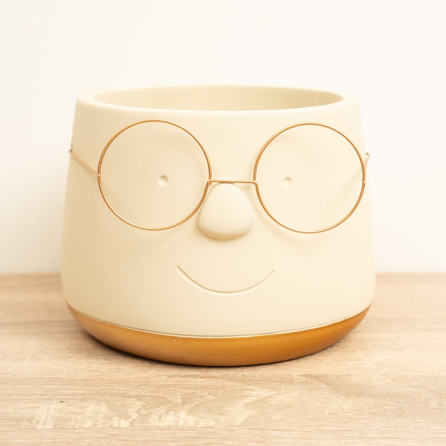 Happy Plant Pot with Glasses | Gold