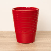 Slimline Red Ribbed Plant Pot - Ceramic Plant Pot