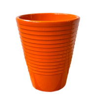 Slimline Orange Ribbed Plant Pot - Ceramic Plant Pot