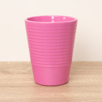 Slimline Pink Ribbed Plant Pot - Ceramic Plant Pot