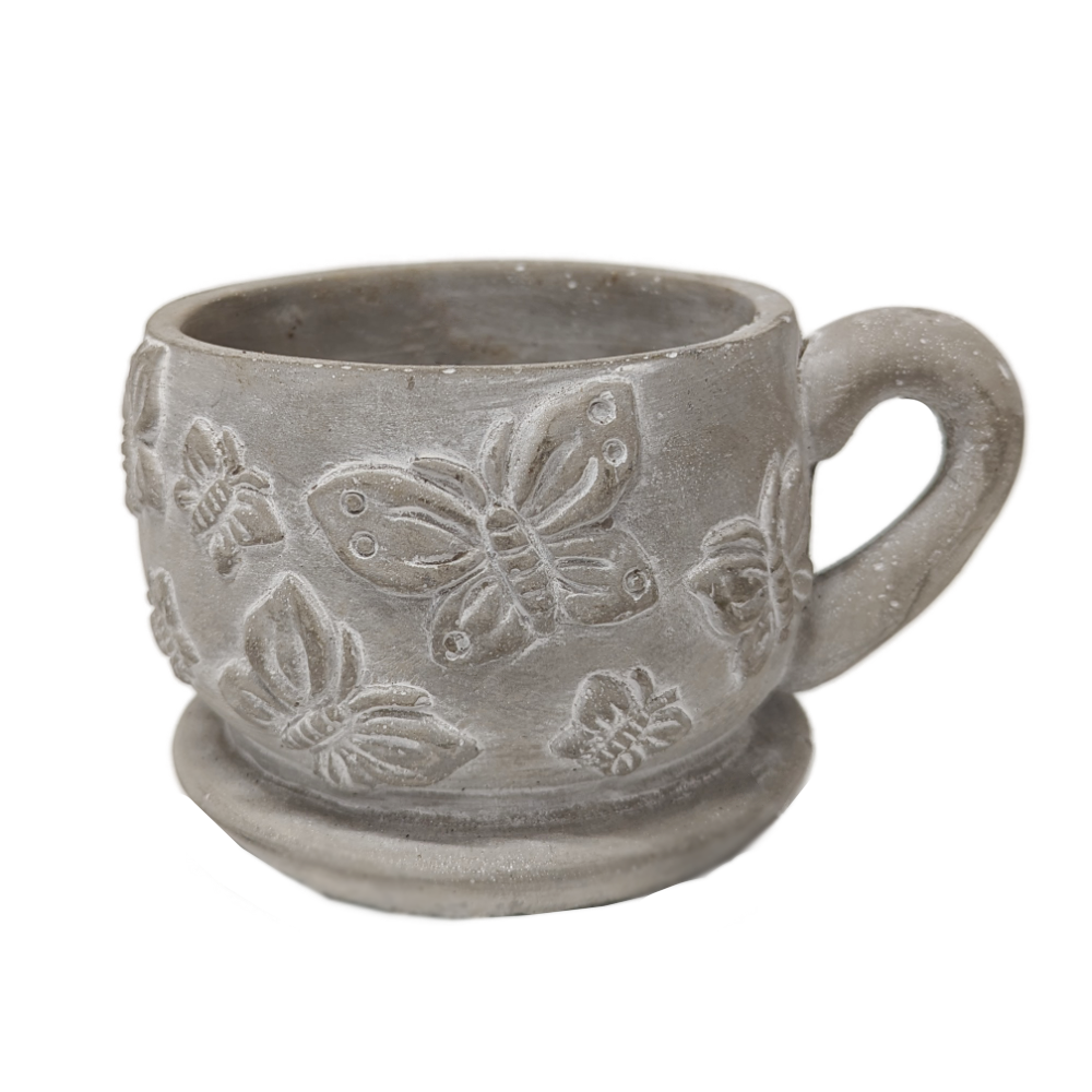 Stone Butterfly Cup Plant Pot - Ceramic Plant Pot