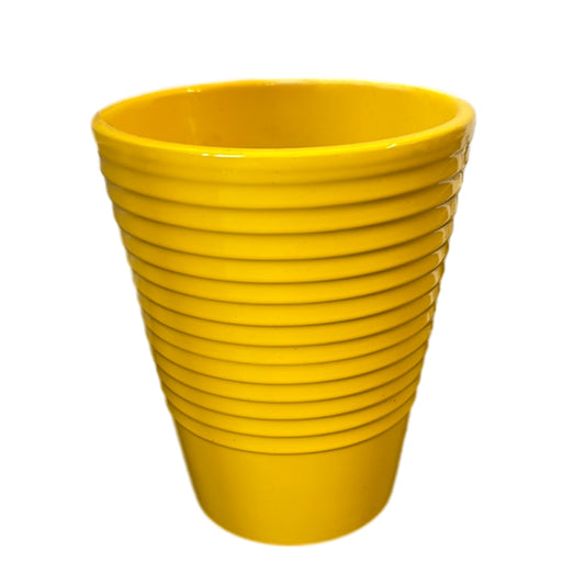 Slimline Yellow Ribbed Plant Pot | Pots & Planters