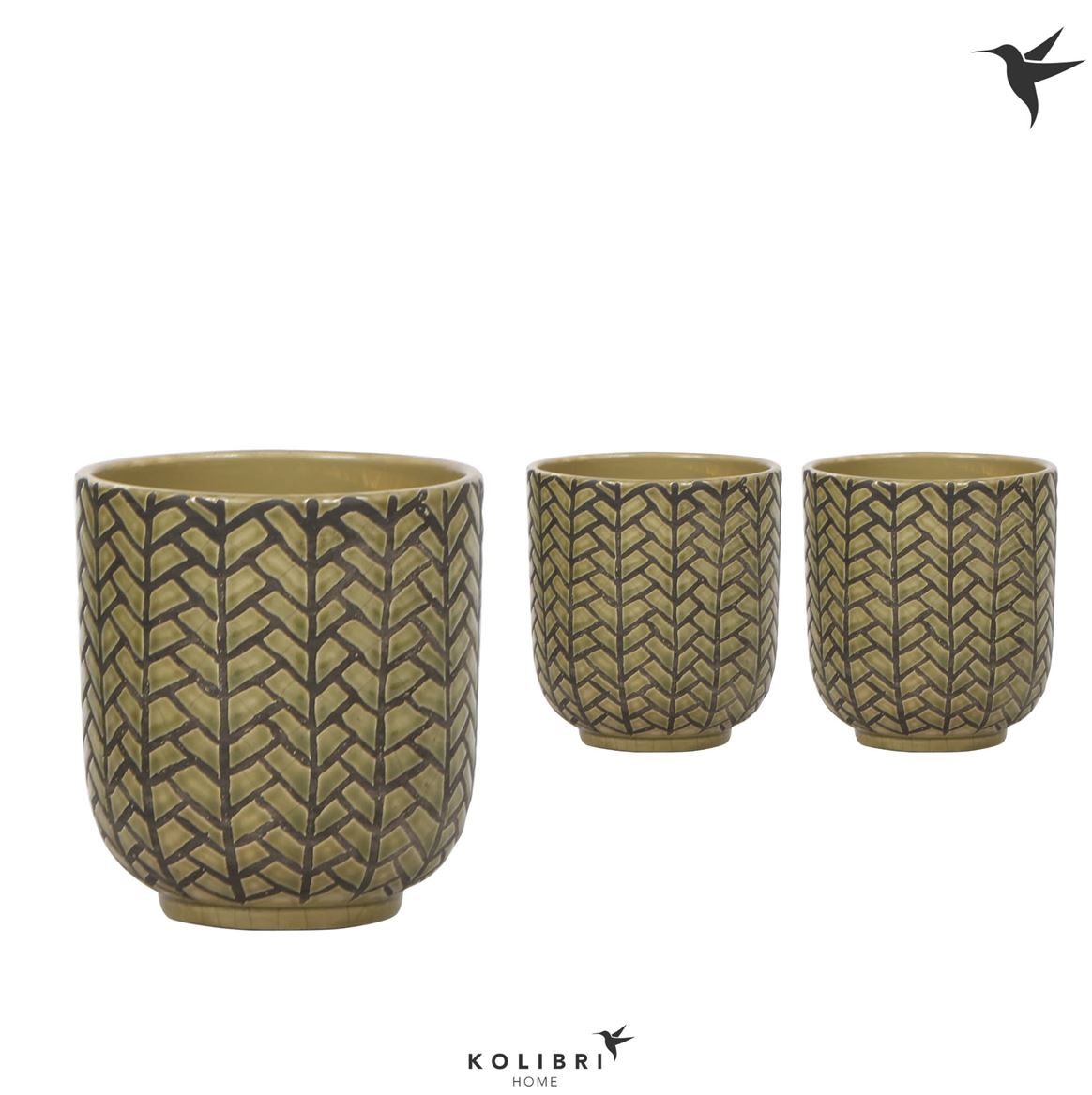 Herringbone Plant Pot | Green