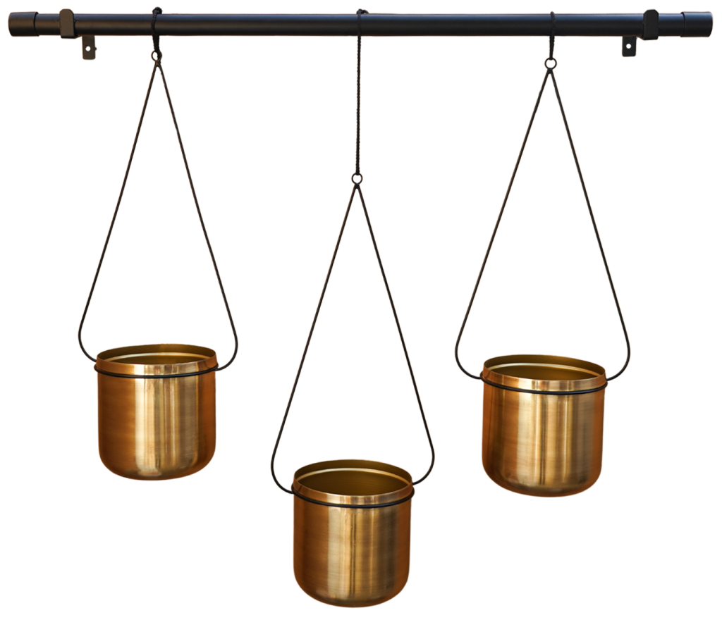 Hanging Planters | Gold & Black