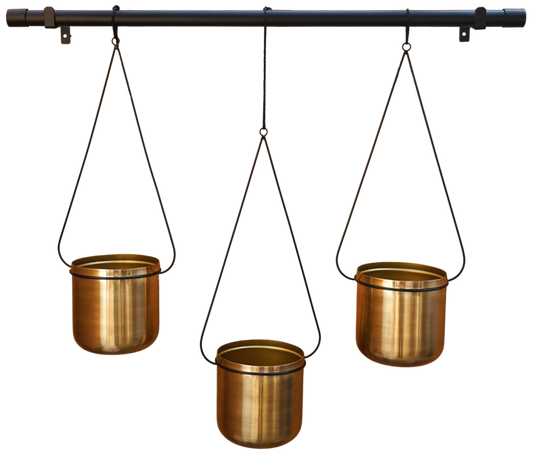 Hanging Planters | Gold & Black | Pots & Planters