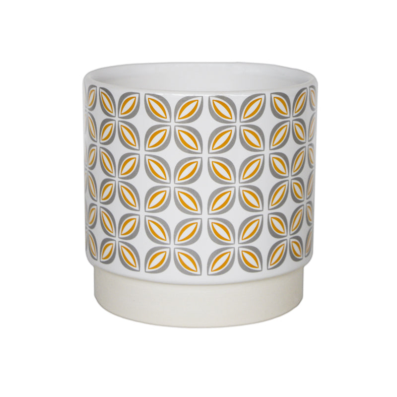 Retro Geometric Pot | Mustard