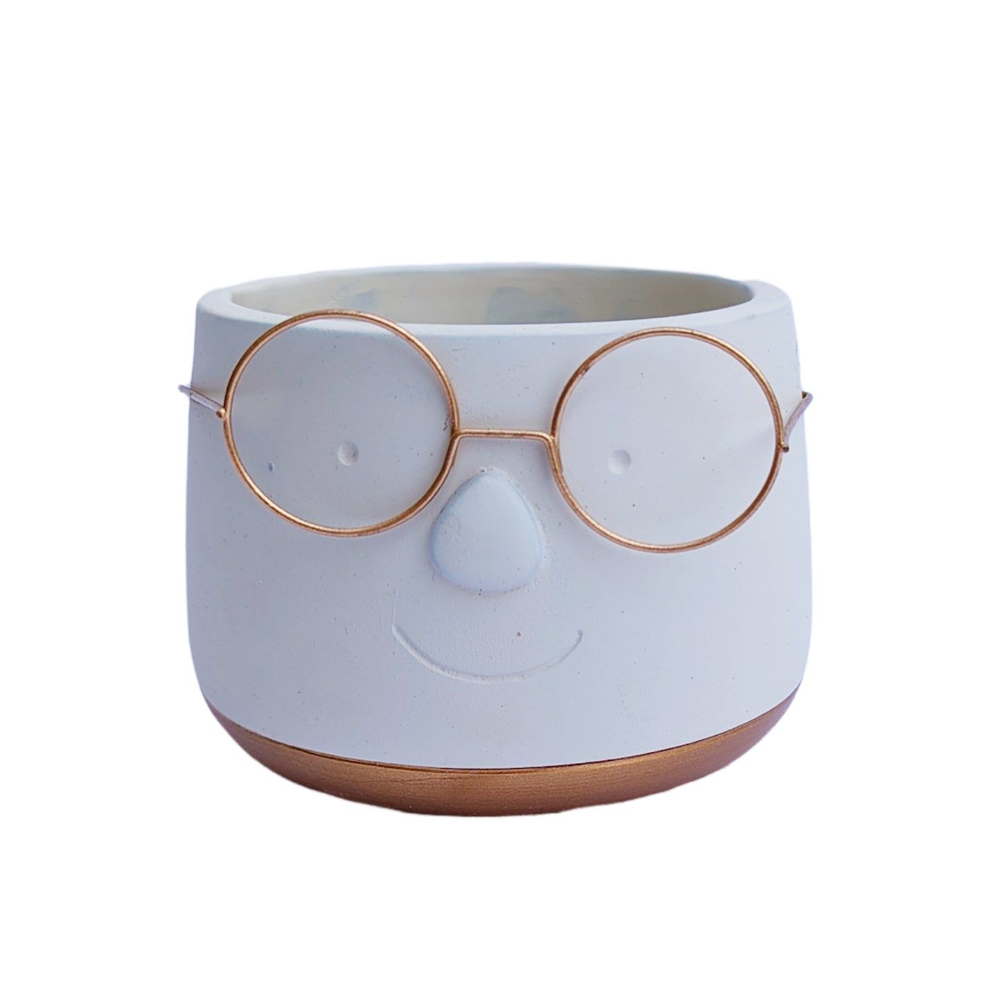 Happy Plant Pot with Glasses | Gold