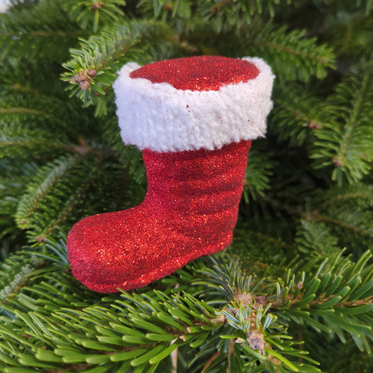 Fluffy Santa Boot - Decorative Plant Pot Accessory |