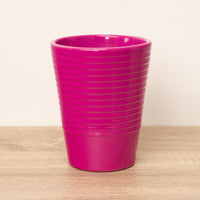 Slimline Cerise Ribbed Plant Pot - Ceramic Plant Pot