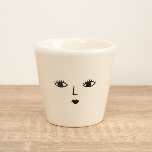 Wakey Face Pot | White | Pots & Planters