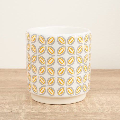 Retro Geometric Pot | Mustard