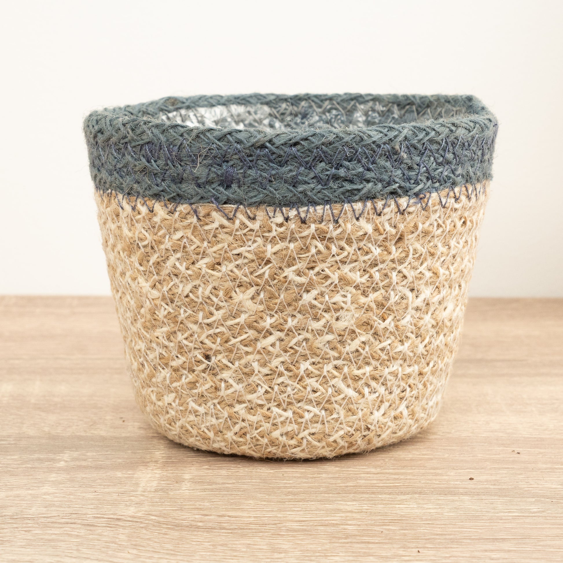 hessian plant pots Hessian Pot | Blue