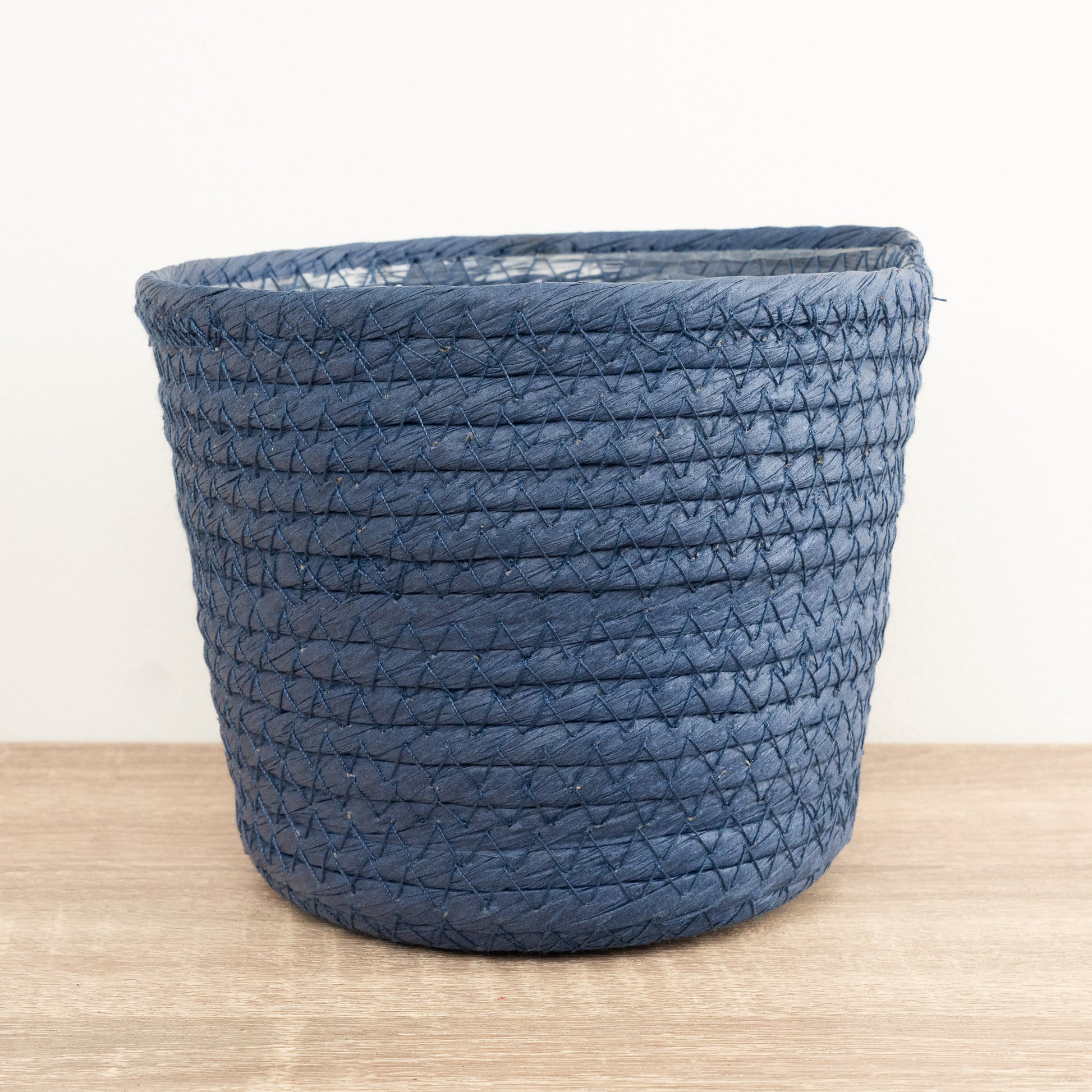 Natural Woven Pot | Blue
