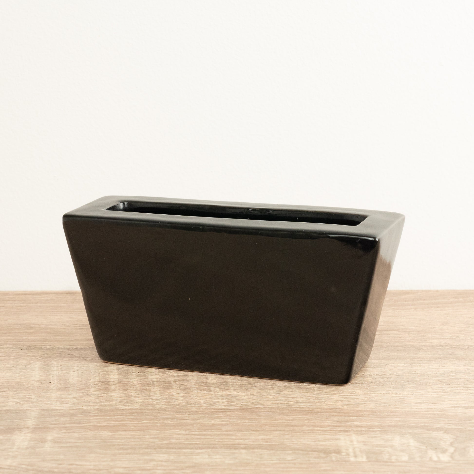 Lucky Bamboo Slim Ceramic Pot | Black