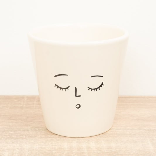 Sleepy Face Pot | White | Pots & Planters