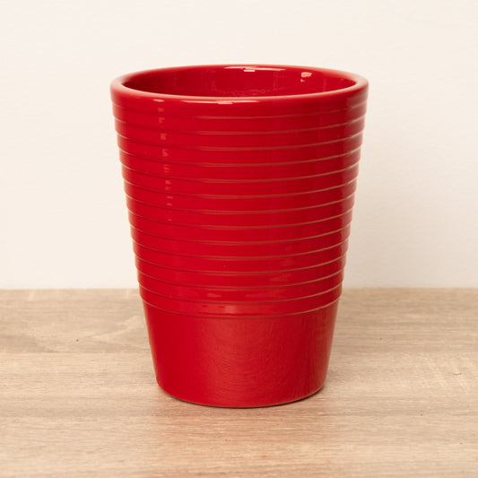 Slimline Red Ribbed Plant Pot | Pots & Planters