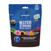 A pouch of Ecofective's Water Storing Natural Ganules, the pouch itself shows pictures of various plants against a blue background, with the lower third being brown and having the text 'Retains water around roots', 'The perfect partner to keep your plant hydrated' and 'Ideal for peat-free compost.'