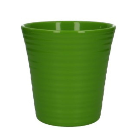 Green Ribbed Ceramic Pot | Pots & Planters