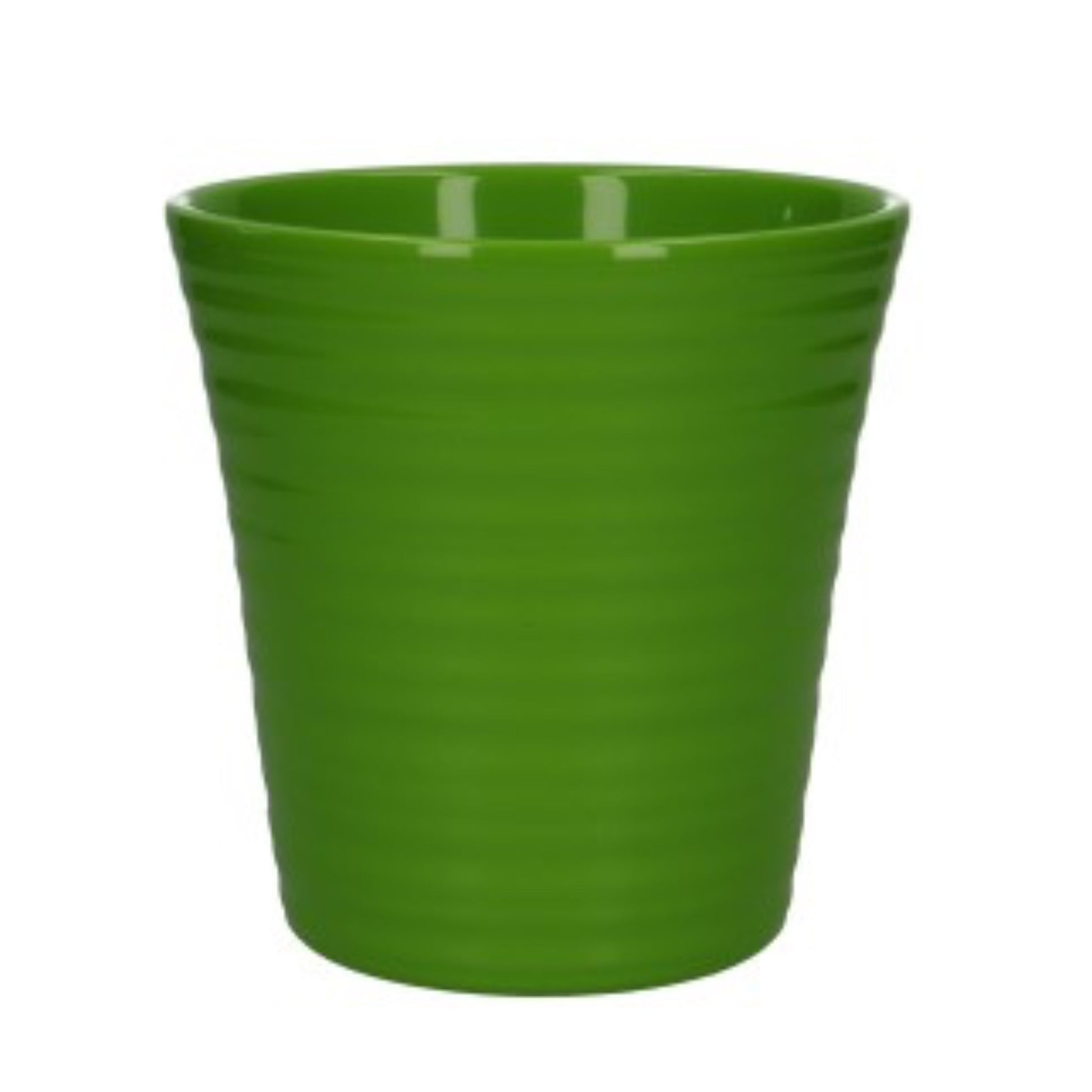 Green Ribbed Ceramic Pot