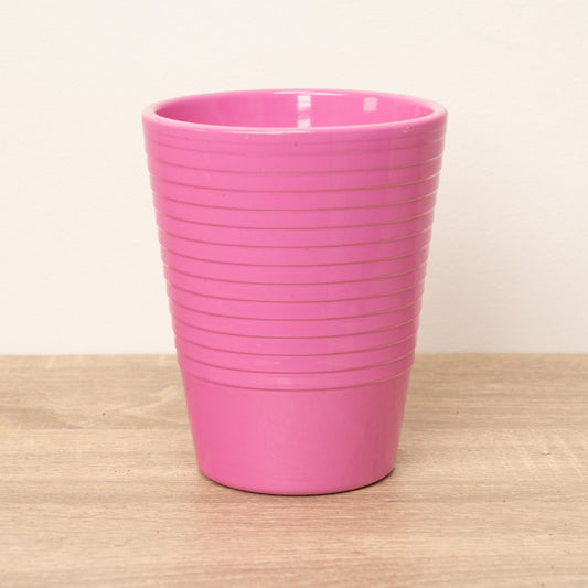 Slimline Pink Ribbed Plant Pot | Pots & Planters
