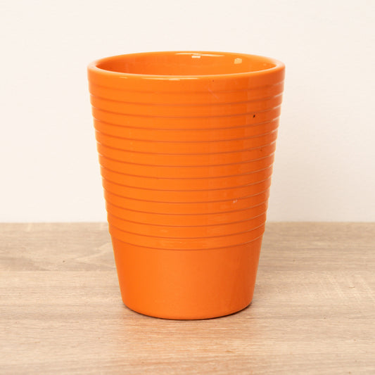 Slimline Orange Ribbed Plant Pot | Pots & Planters