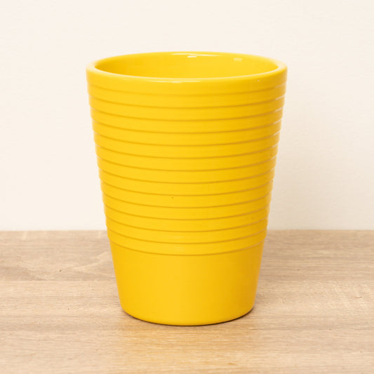 Slimline Yellow Ribbed Plant Pot | Pots & Planters