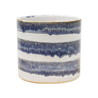 Dora Reactive Stripe Pot | Blue - Ceramic Plant Pot
