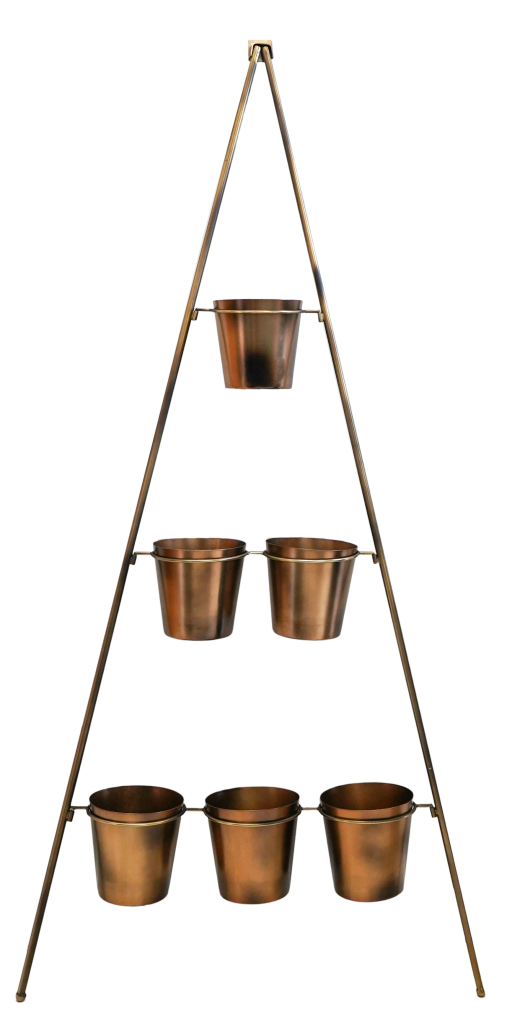 Vertical Gold Metal Wall Plant Stand with Planters