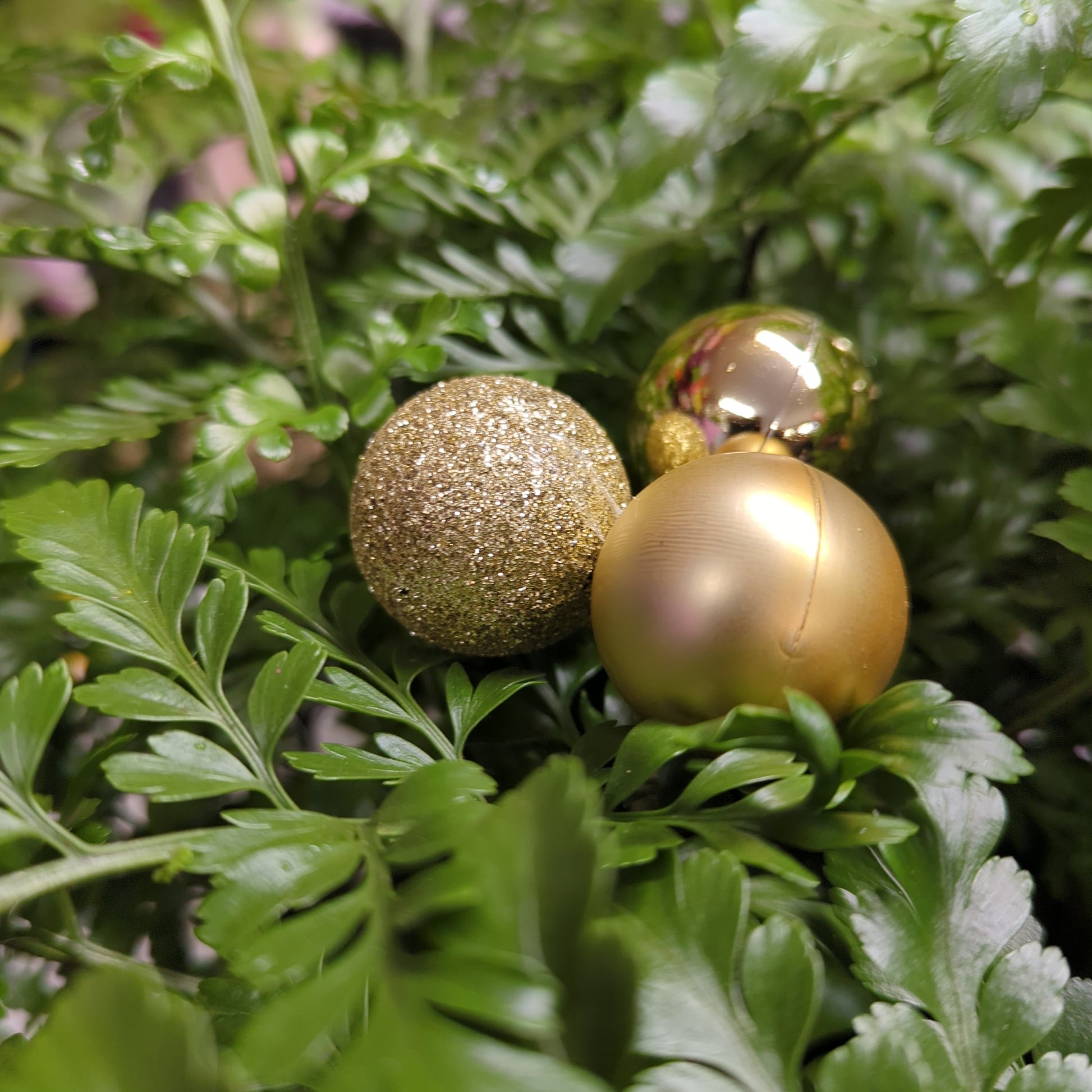 Gold Bauble Trio - Decorative Plant Pot Accessory