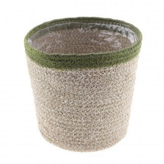 Green Stripe Hessian Lined Pot | Pots & Planters