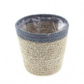 Blue Stripe Hessian Lined Pot