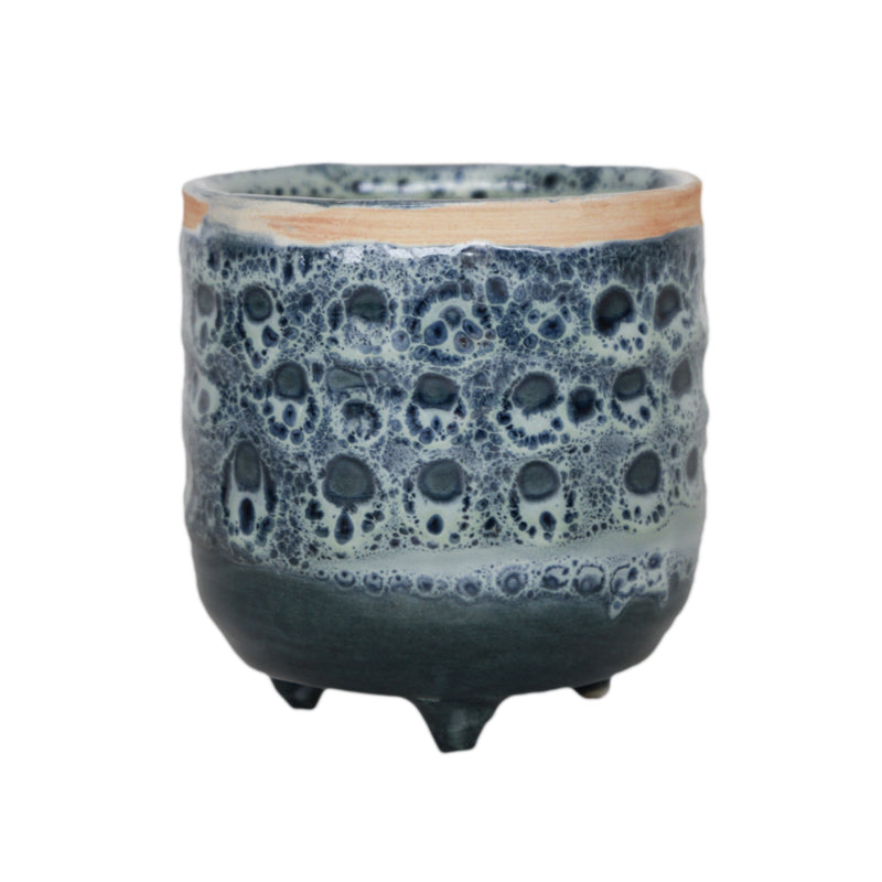 Sapphire Glaze Pot with Feet - Ceramic Plant Pot