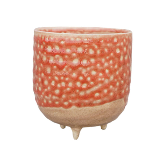Titan Glaze Pot With Feet | Orange | Pots & Planters