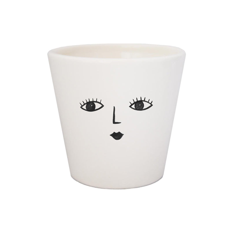 Wakey Face Pot | White