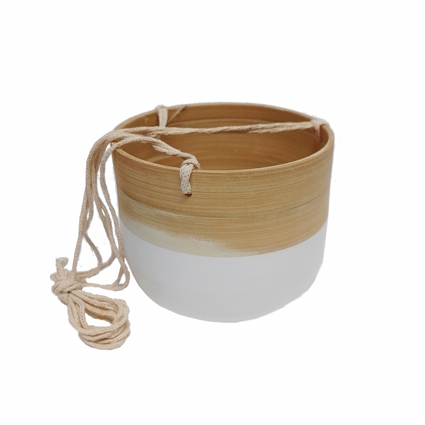 White Bamboo Hanging Planter