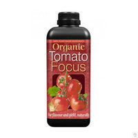 A bottle of Organic Tomato Focus by Growth Technology - a great feed for tomatoes, courgettes, peppers, cucumbers & aubergines to boost flavour and yield. 