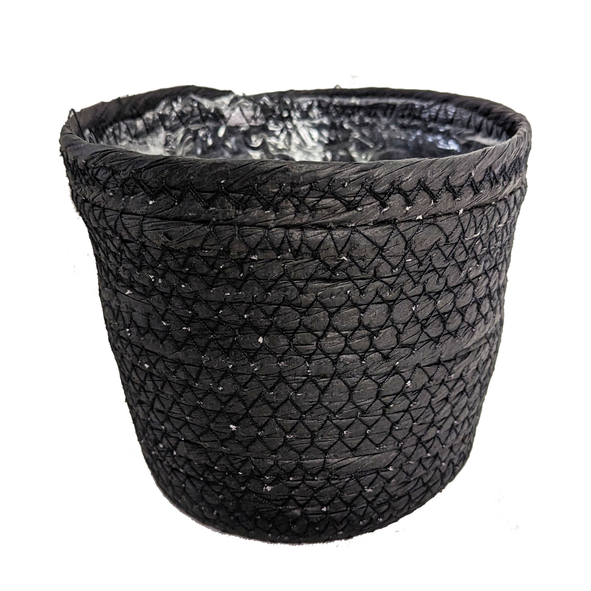 Haki Black Straw Plant Pot